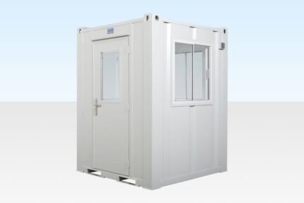 6ft x 6ft Steel Security Guard Hut | 360-Degree Vision Multi-Side Glazing | All-Weather Site Access Office