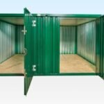 3m x 4.2m Modular Side-Linked Flat Pack Container – Powder Coated Green, 11.3m² Open-Plan Storage