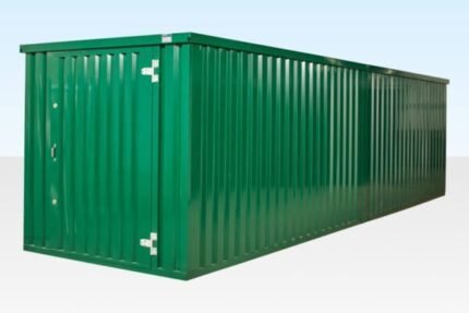 8m x 2.1m Modular End-Linked Flat Pack Container – Powder Coated Green, 7.56m Internal Storage