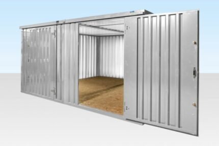 4m x 4.2m Modular Side-Linked Flat Pack Container – Galvanized Steel, 16.8m² Dual-Access Storage