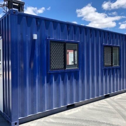 Stacked Modular Site Solution – 40ft Ablution Block with 20ft High Cube (HC) Upper-Level Testing Lab