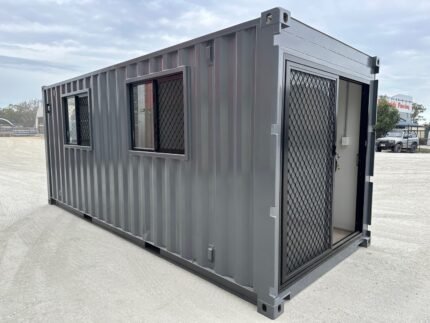 20ft Premium Home Office & Workshop Container – Glazed Sliding Door, Fully Insulated with Dual Whirlybird Ventilation